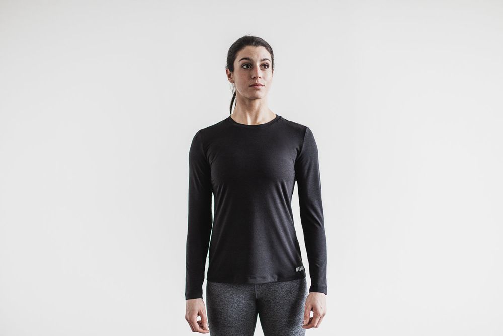 NOBULL Women's Long Sleeve Tee - Black - Ireland (9703LGQDK)